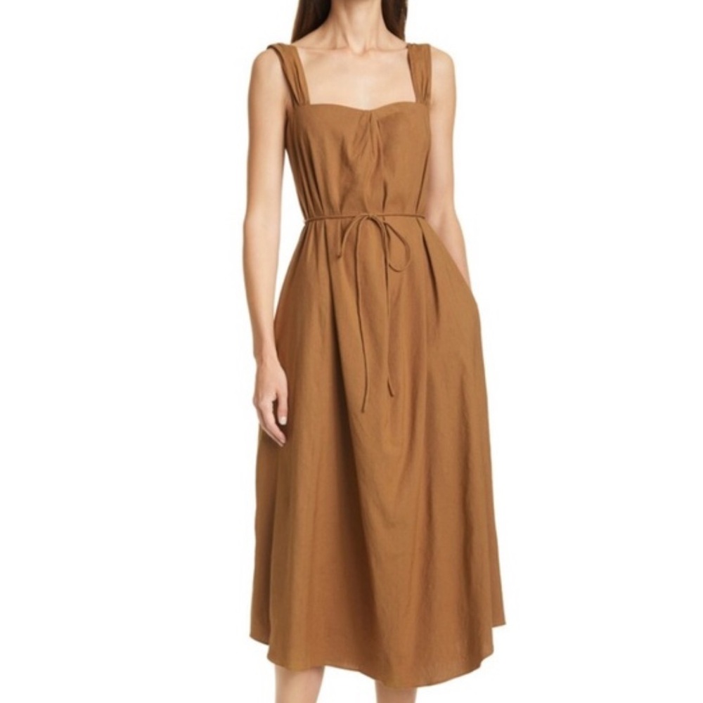 Vince Linen Poet Strap Dress Size XS MSRP $345